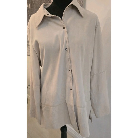 Zara Basics Women's Beige Shacket Shirt Jacket Oversized  SZ XL Minimalist - Picture 7 of 11
